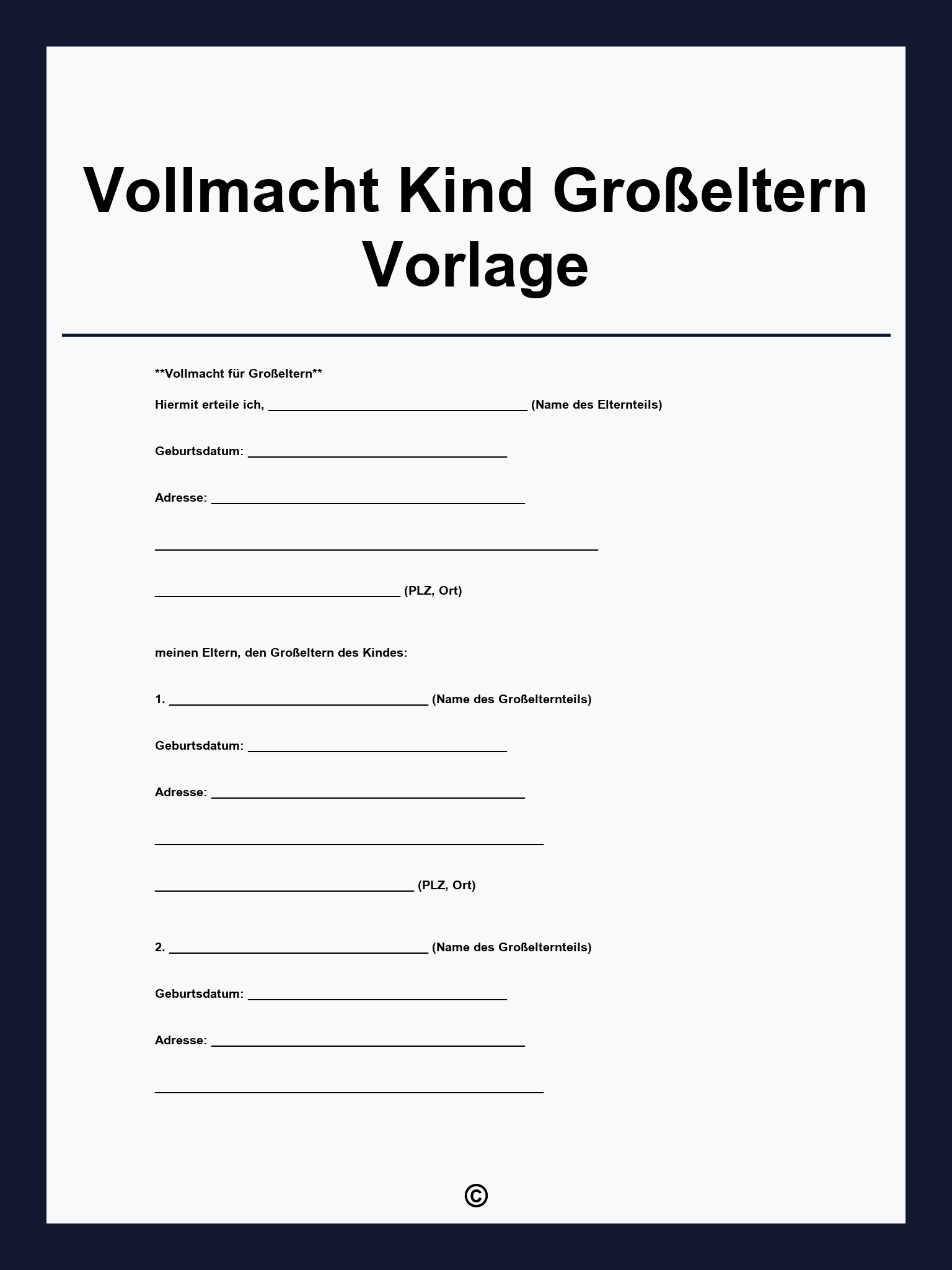 Wunderbar Vollmacht Grosseltern Urlaub Ebenbild